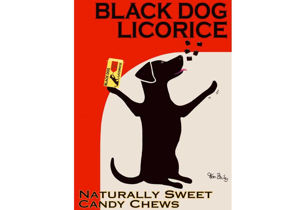 Black Dog Licorice Poster by Ken Bailey | Dog Posters and Prints
