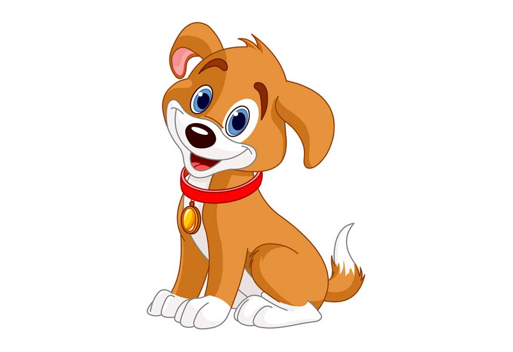 Clip Art of Brown White Dog Wearing a Red Collar | Dog Clip Art Pictures