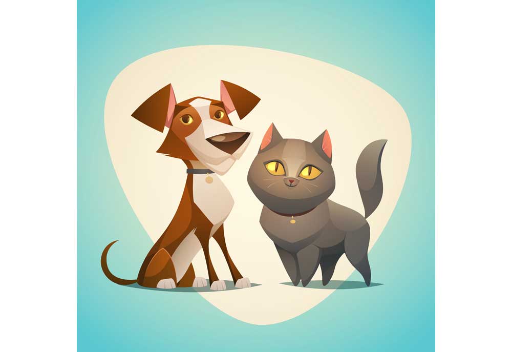Picture Clip Art of Brown Dog and Grey Cat Together Best Friends | Dog Clip Art Pictures