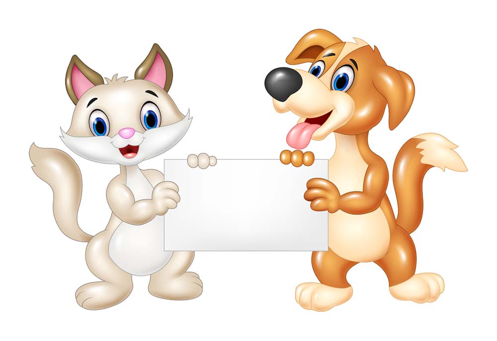 Clip Art of Dog and Cat Holding Blank Sign | Dog Clip Art Pictures