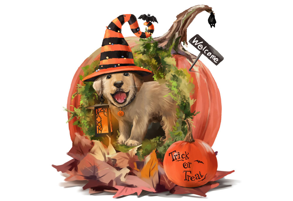 Clip Art for Halloween of Puppy Dog and Pumpkin Dog House | Dog Clip Art Pictures