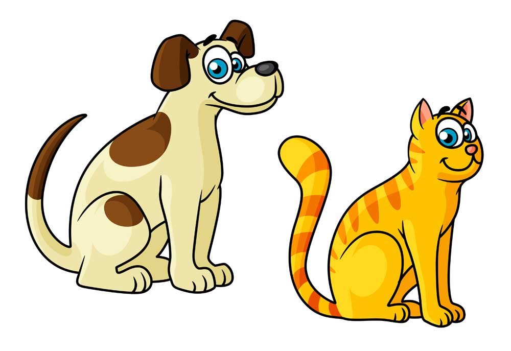 Clip Art of Dog with Brown Spots Cat with Orange Stripes | Dog Clip Art Pictures