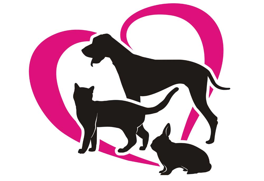 Icon or Clip Art of Dog Cat and Rabbit in Heart | Dog Pictures Images