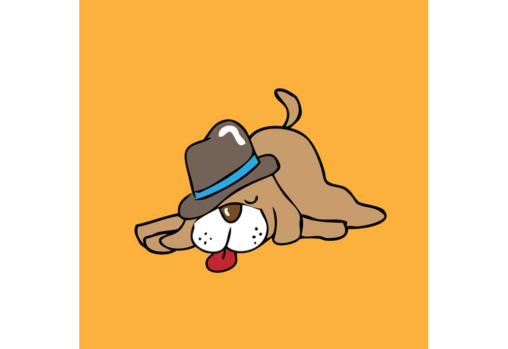 Clip Art of Dog Sleeping Wearing a Hat | Dog Clip Art
