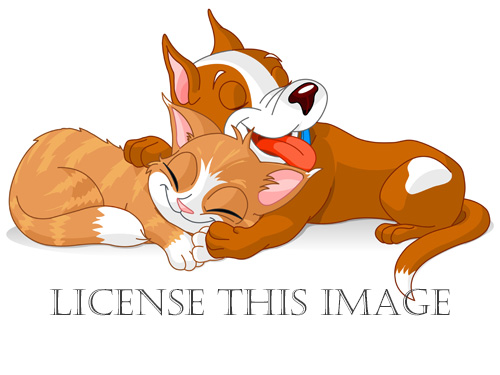 License Clip Art Images - Dog and Cat Cuddling