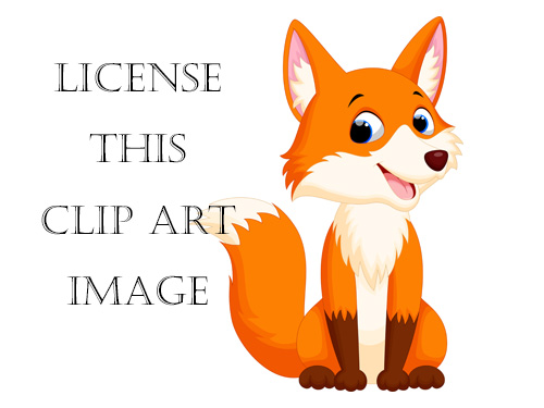 License Images - Cute Red Fox Clip Art Isolated on White