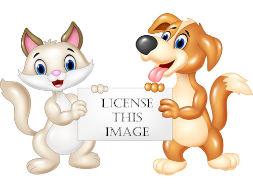 License Clip Art of Dogs - Dog and Cat Hold Blank Sign