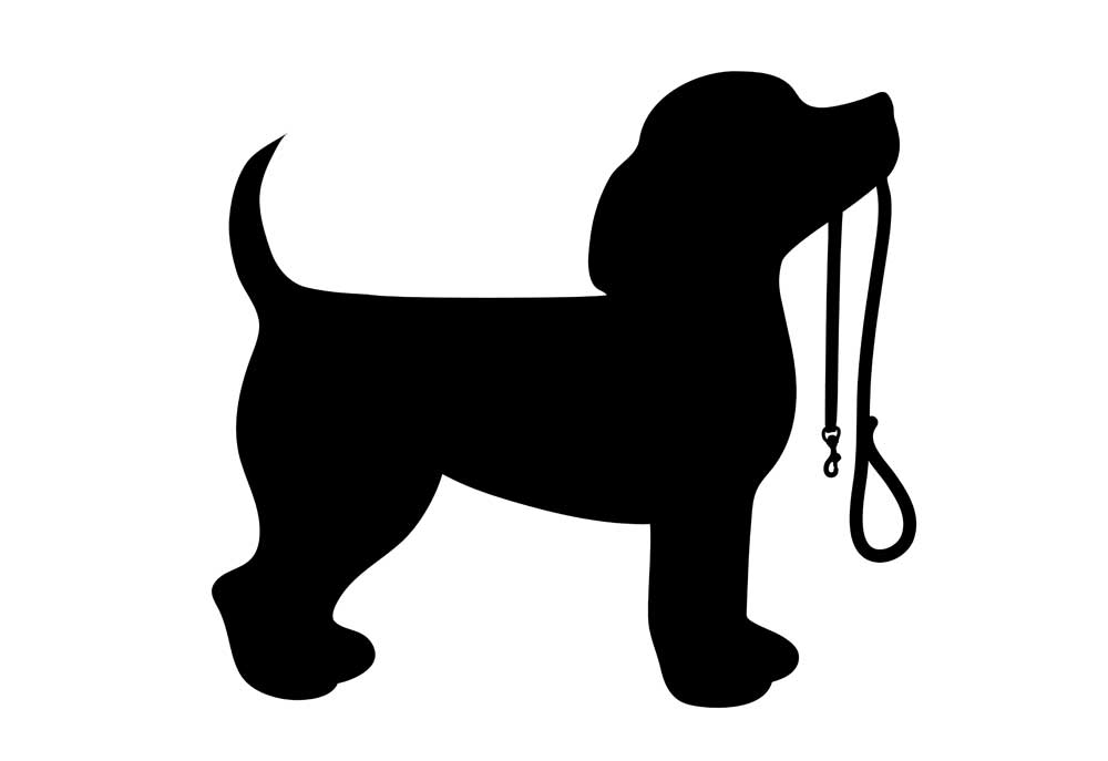 Silhouette of Puppy Dog Holding a Leash in Mouth | Clip Art Pictures Images