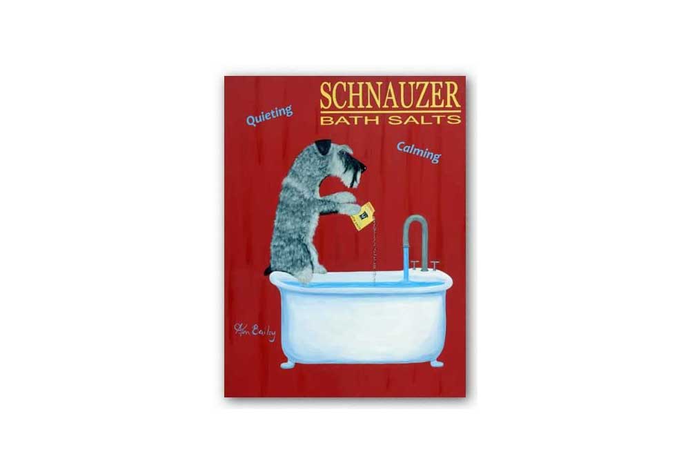 Schnauzer Bath Salts Poster by Ken Bailey | Dog Posters Art Prints
