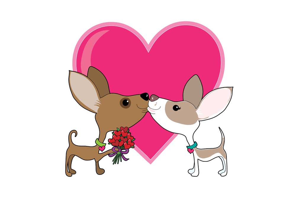Valentine's Day Dog Clip Art with Heart Two Chihuahua Dogs | Dog Pictures Images