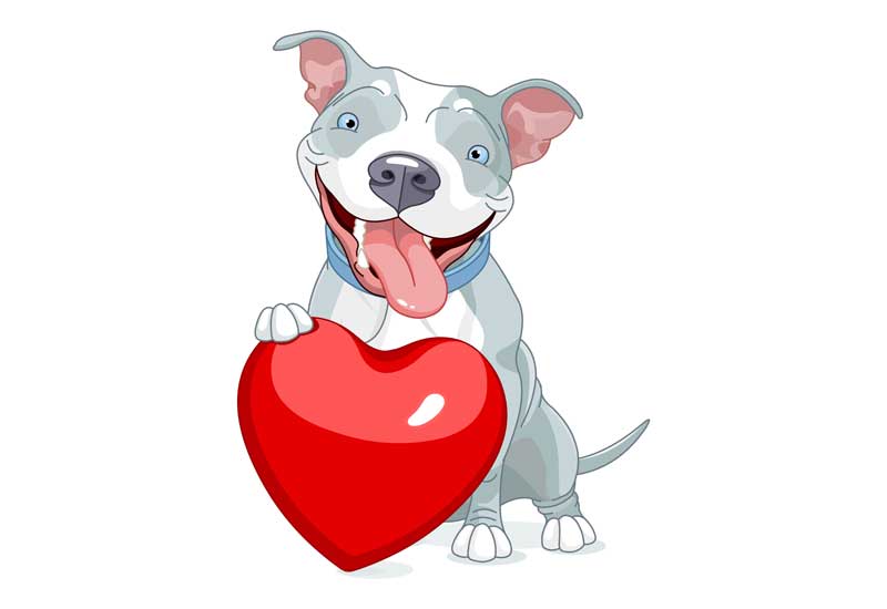 Pit Bull Dog with Heart Clip Art - Happy Valentine's Day!