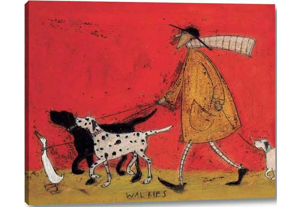 Dog Poster by Artist Sam Toft 'Walkies' Walking the Dog | Posters Prints of Dogs