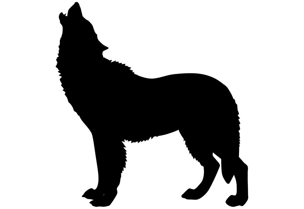 Howling Wolf Silhouette PNG Clip Art Image​